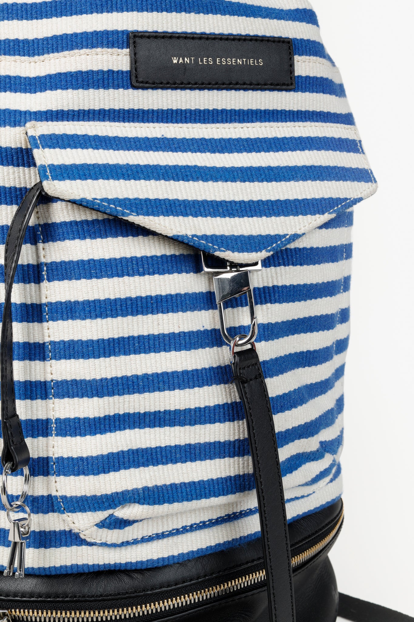 Want Les Essentiels Blue and White Striped Backpack