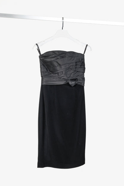 Wayne Clark Black Taffeta and Crepe Strapless Dress