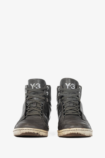 Y-3 Hemla "Vintage Black" Leather High-Top Lace-Up Sneakers