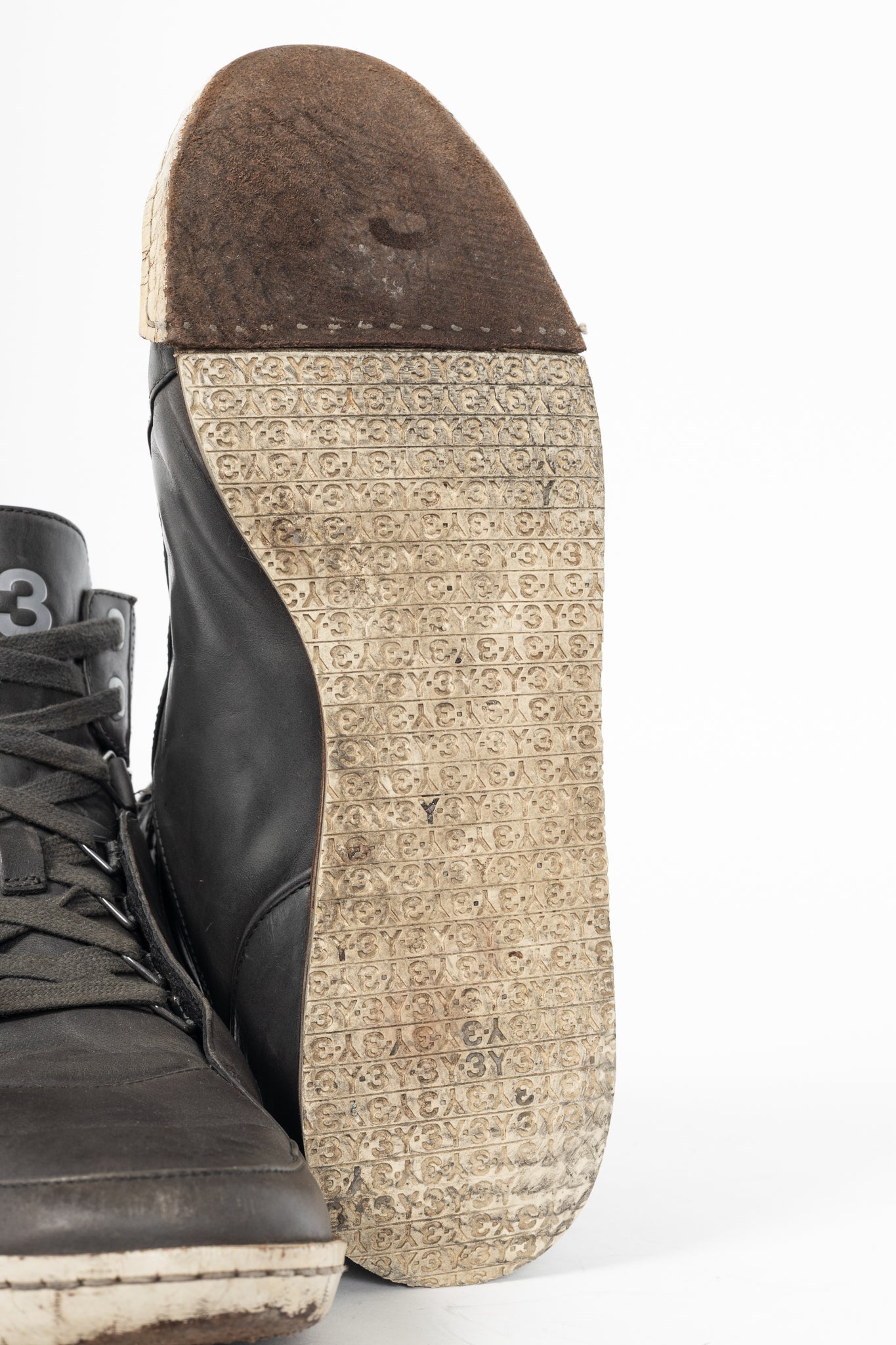 Y-3 Hemla "Vintage Black" Leather High-Top Lace-Up Sneakers