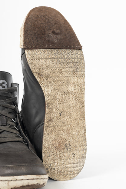Y-3 Hemla "Vintage Black" Leather High-Top Lace-Up Sneakers