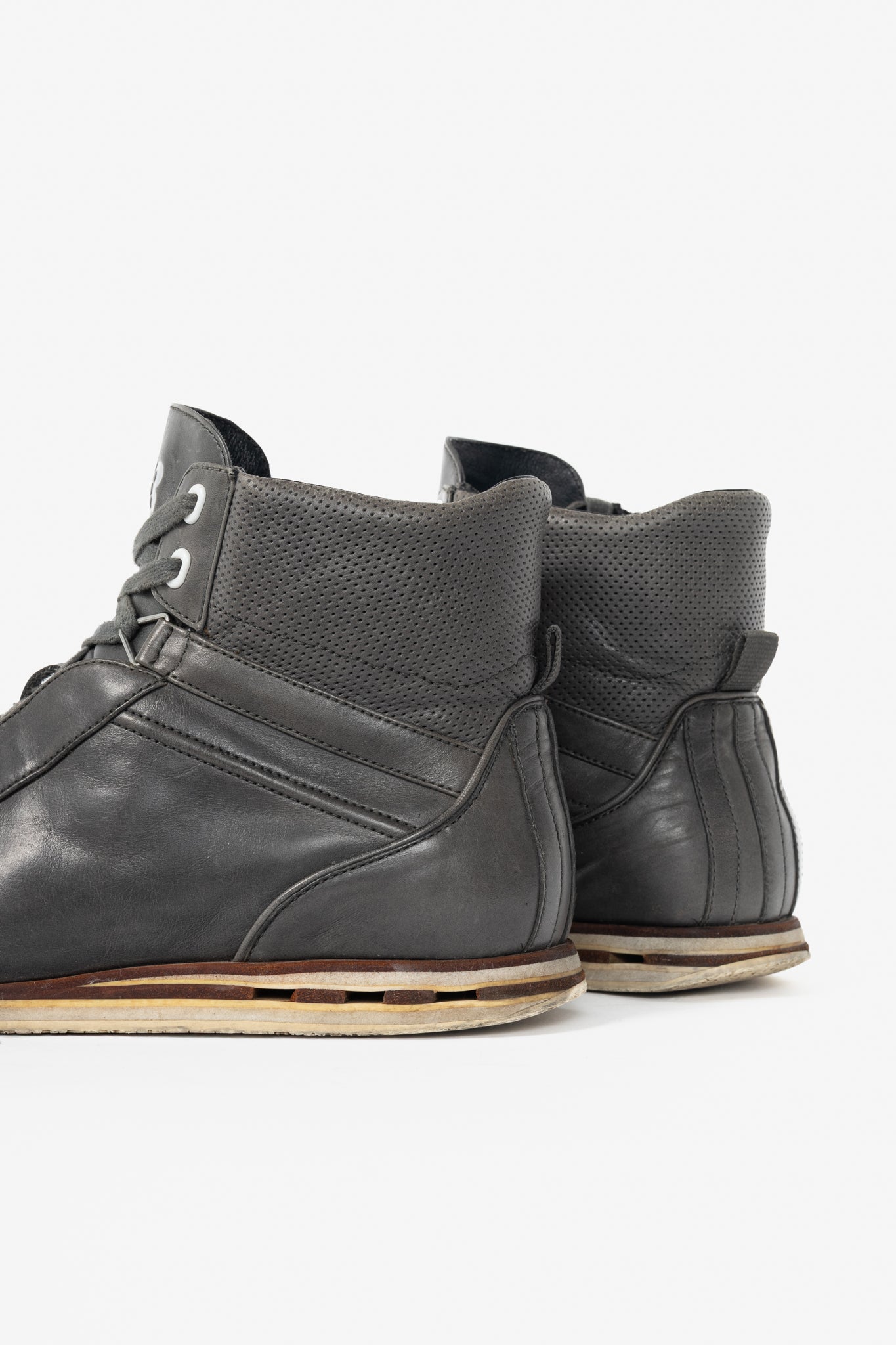 Y-3 Hemla "Vintage Black" Leather High-Top Lace-Up Sneakers