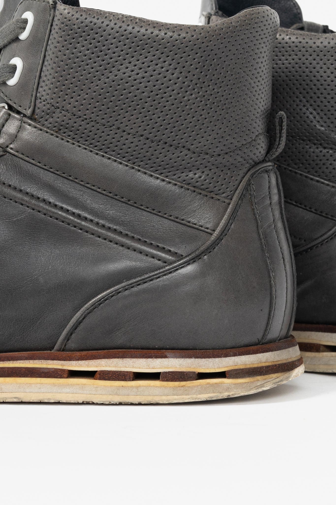 Y-3 Hemla "Vintage Black" Leather High-Top Lace-Up Sneakers