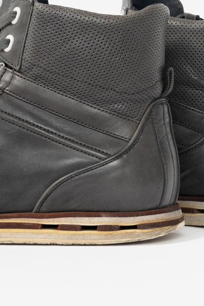 Y-3 Hemla "Vintage Black" Leather High-Top Lace-Up Sneakers