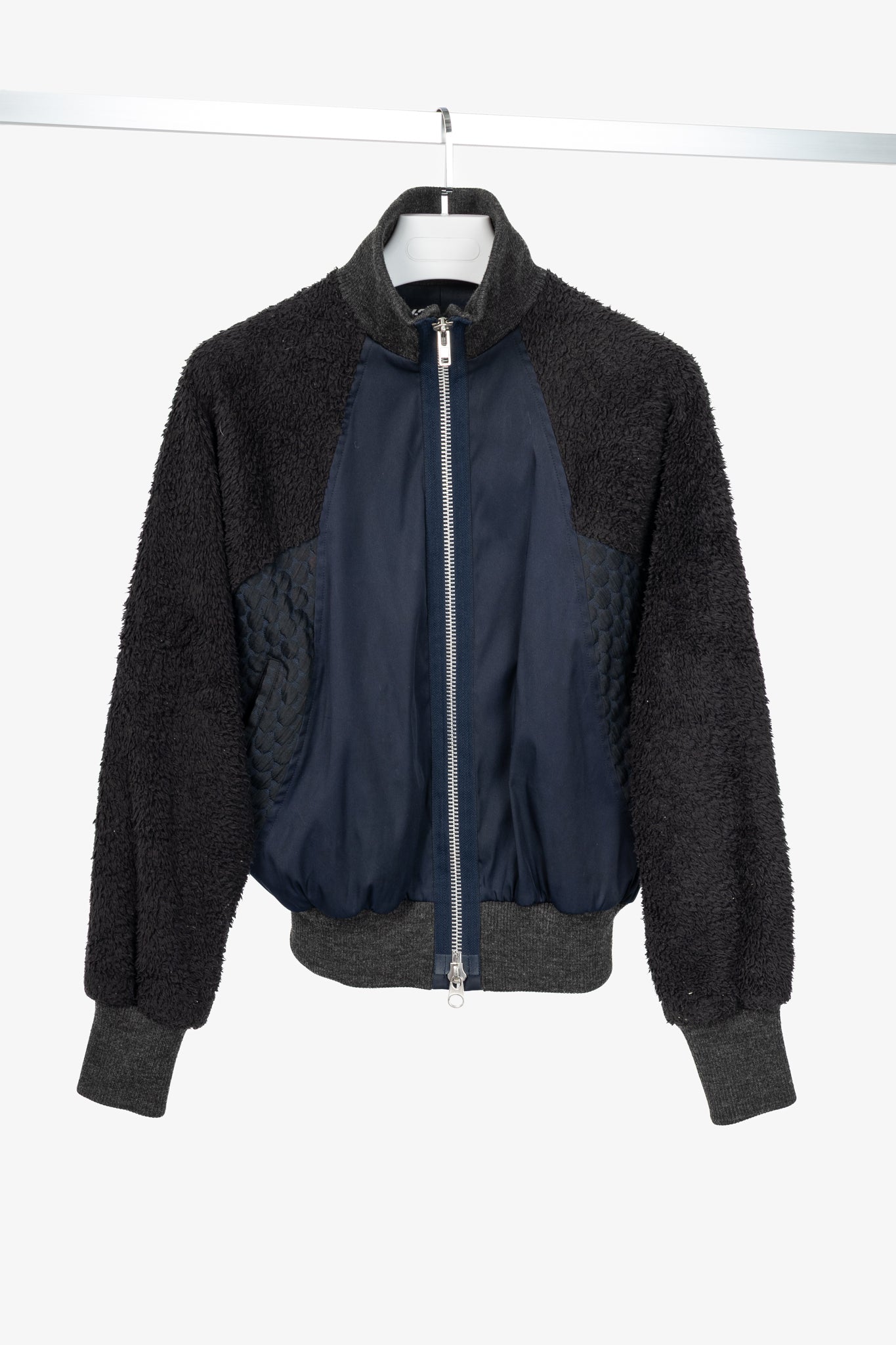 Y-3 AW14 Runway Navy & Black Mixed-Media Bomber Jacket