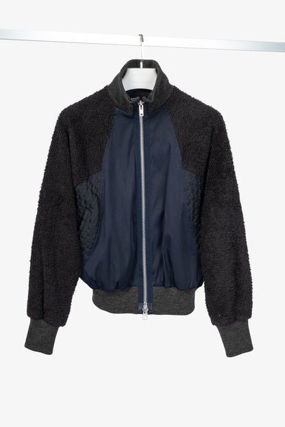 Y-3 AW14 Runway Navy & Black Mixed-Media Bomber Jacket