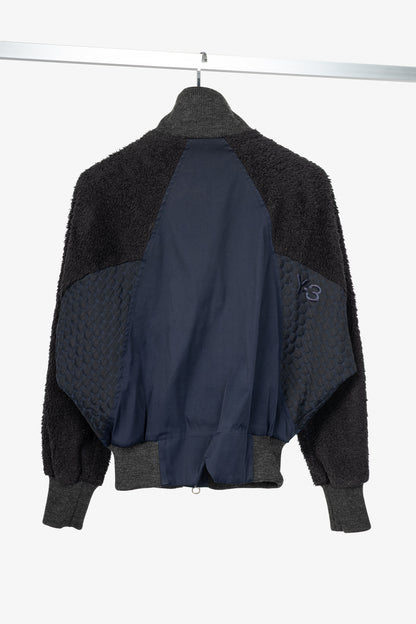 Y-3 AW14 Runway Navy & Black Mixed-Media Bomber Jacket