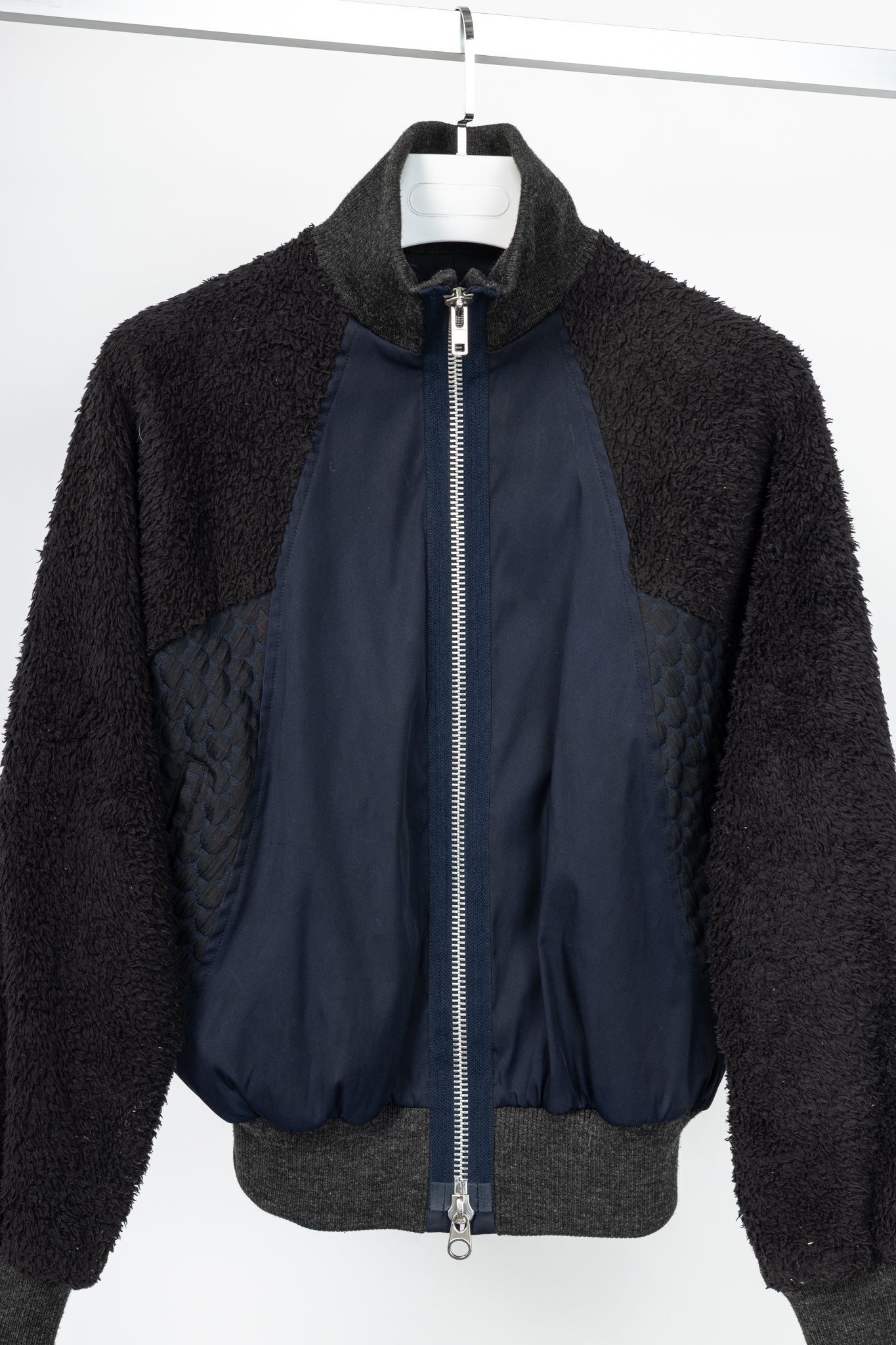 Y-3 AW14 Runway Navy & Black Mixed-Media Bomber Jacket