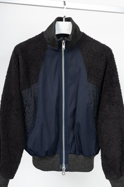 Y-3 AW14 Runway Navy & Black Mixed-Media Bomber Jacket