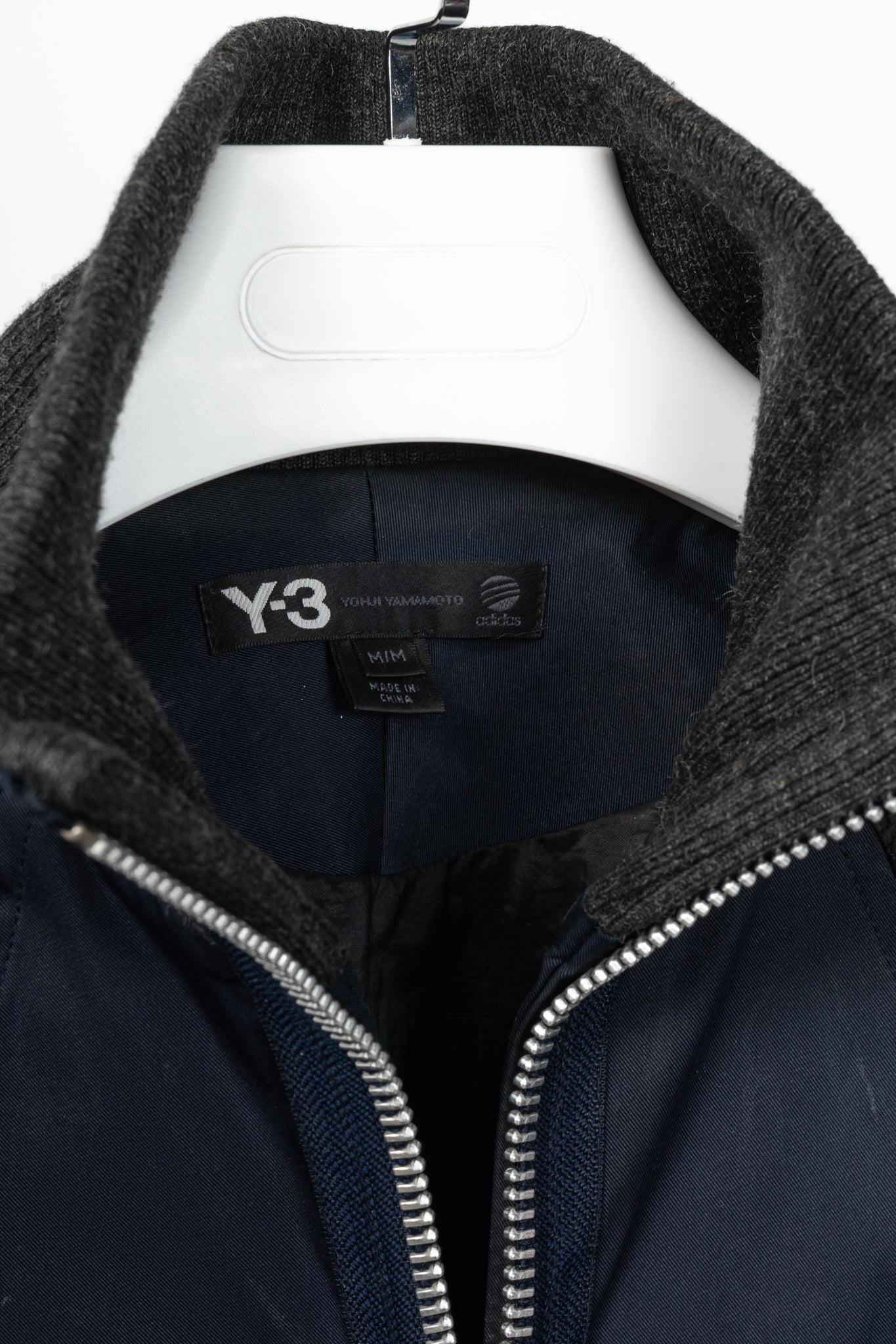 Y-3 AW14 Runway Navy & Black Mixed-Media Bomber Jacket