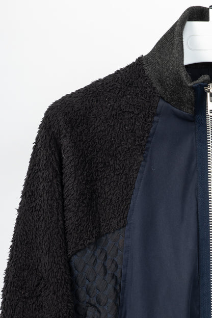Y-3 AW14 Runway Navy & Black Mixed-Media Bomber Jacket