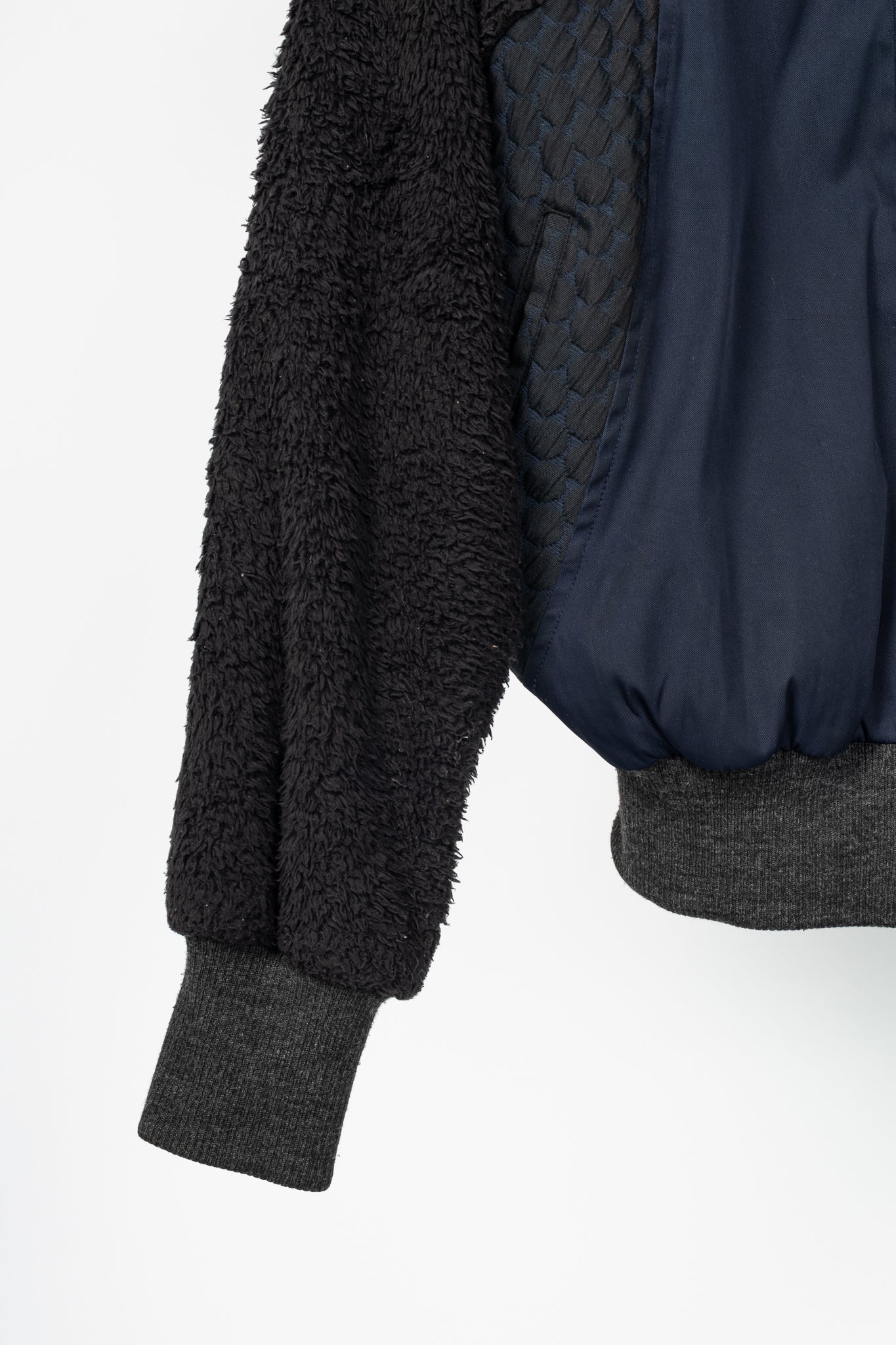 Y-3 AW14 Runway Navy & Black Mixed-Media Bomber Jacket