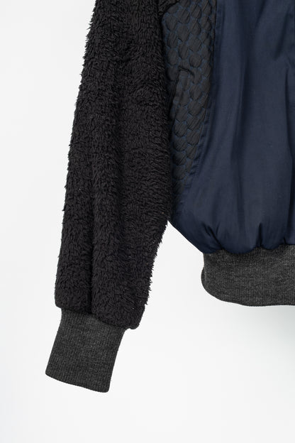 Y-3 AW14 Runway Navy & Black Mixed-Media Bomber Jacket