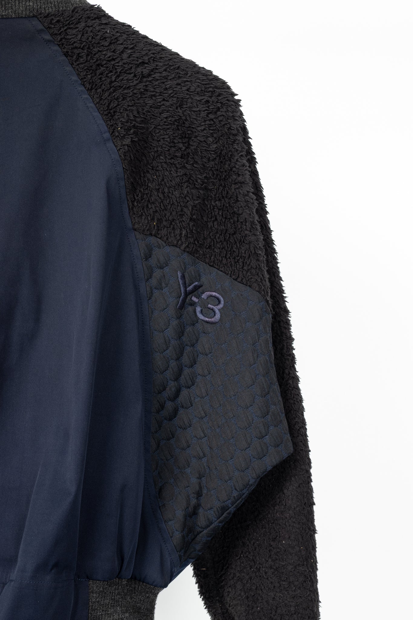 Y-3 AW14 Runway Navy & Black Mixed-Media Bomber Jacket