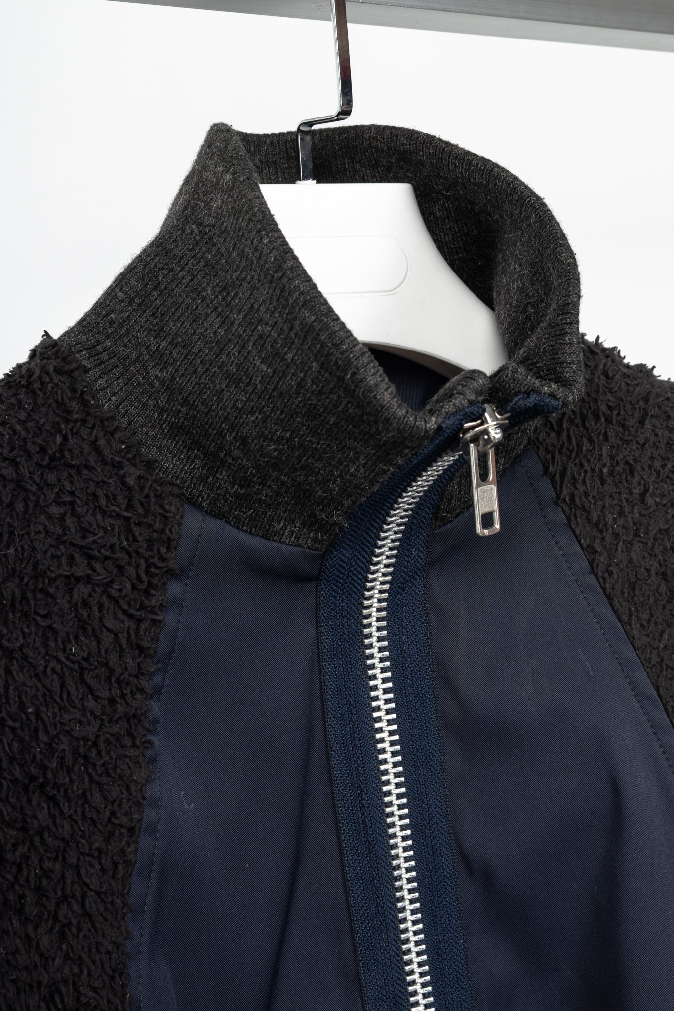 Y-3 AW14 Runway Navy & Black Mixed-Media Bomber Jacket