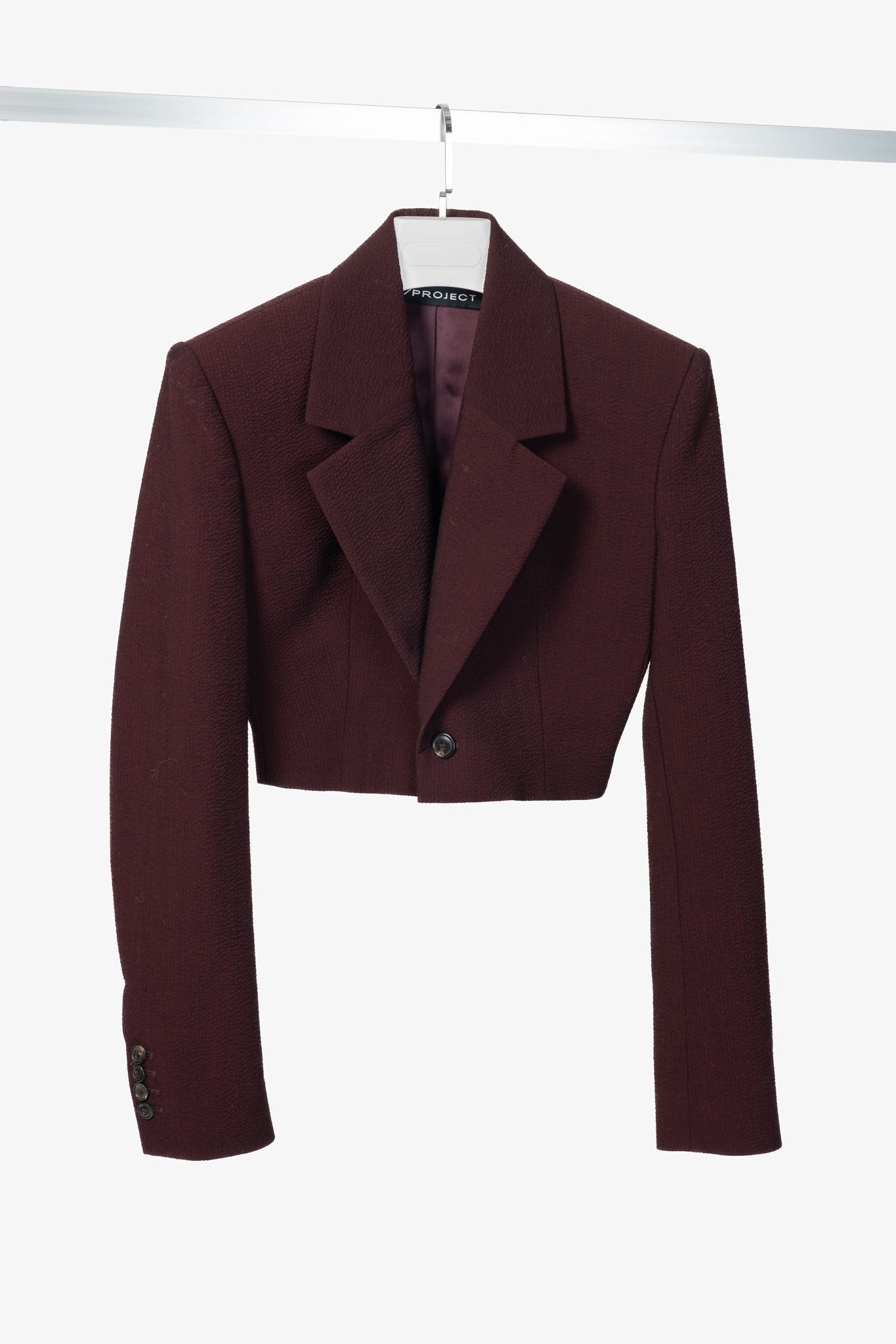 Y/PROJECT SS20 Runway Bordeaux Stretch-Wool Cropped Blazer