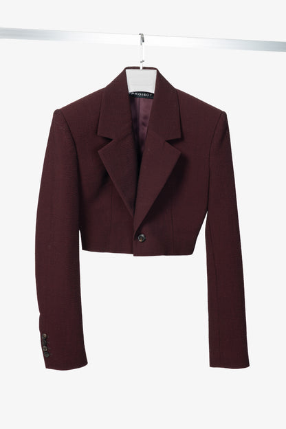 Y/PROJECT SS20 Runway Bordeaux Stretch-Wool Cropped Blazer