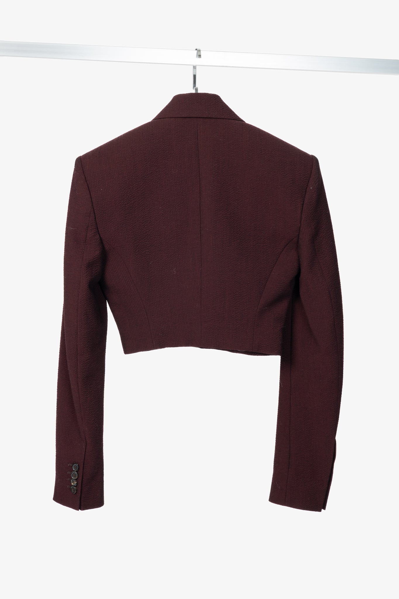 Y/PROJECT SS20 Runway Bordeaux Stretch-Wool Cropped Blazer
