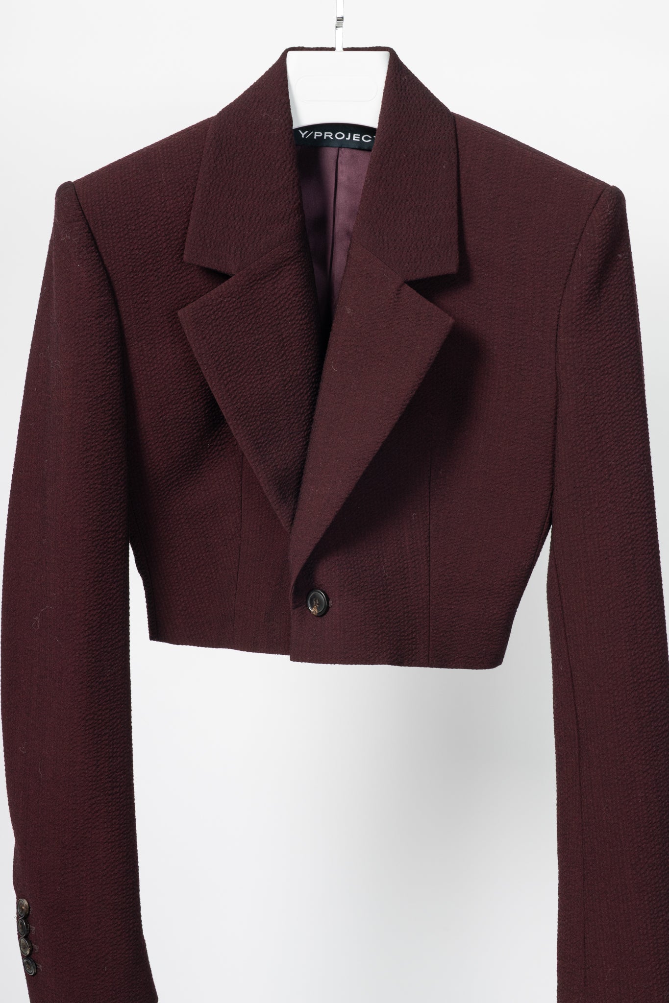 Y/PROJECT SS20 Runway Bordeaux Stretch-Wool Cropped Blazer
