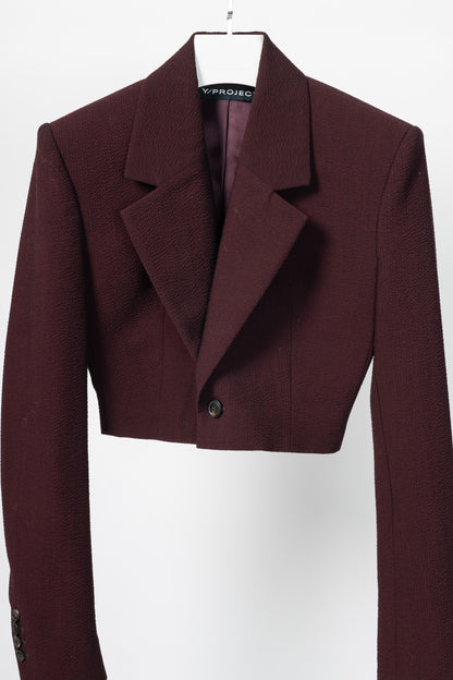Y/PROJECT SS20 Runway Bordeaux Stretch-Wool Cropped Blazer