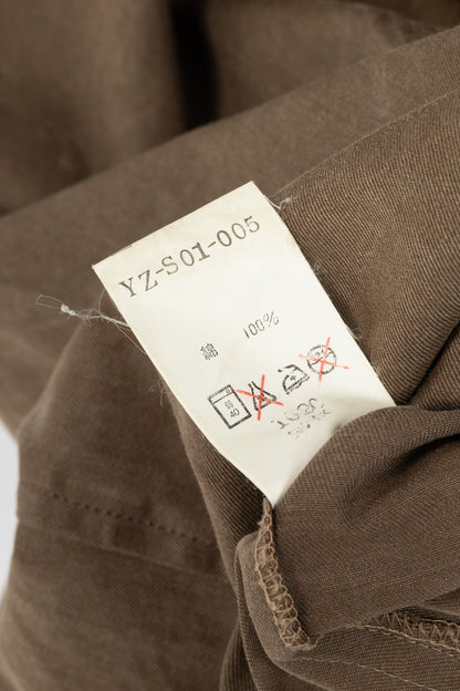 Y's Brown Cotton Twill Midi Skirt