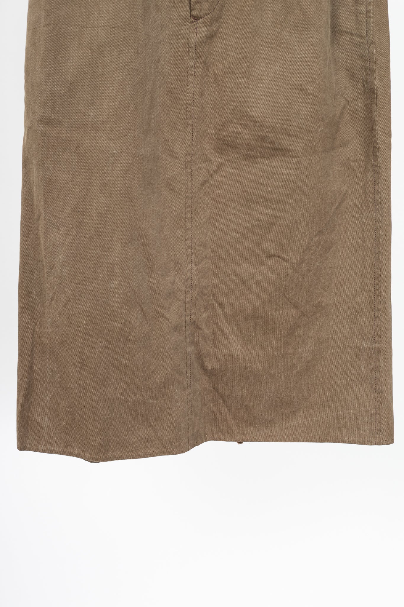Y's Brown Cotton Twill Midi Skirt