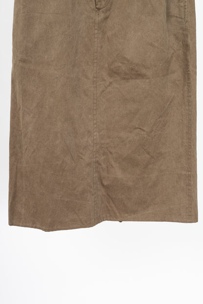 Y's Brown Cotton Twill Midi Skirt