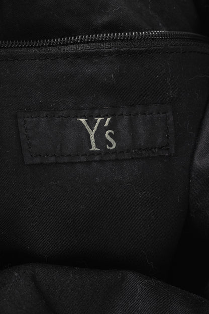 Y's Black Pleated Satin Leather-Drawstring Backpack