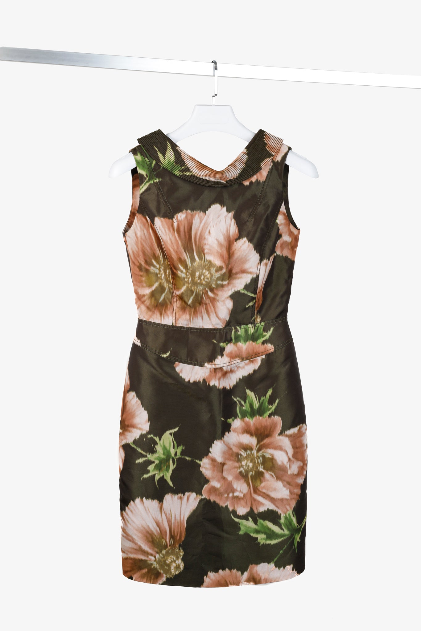Zac Posen Floral Print Structured Neckline Dress