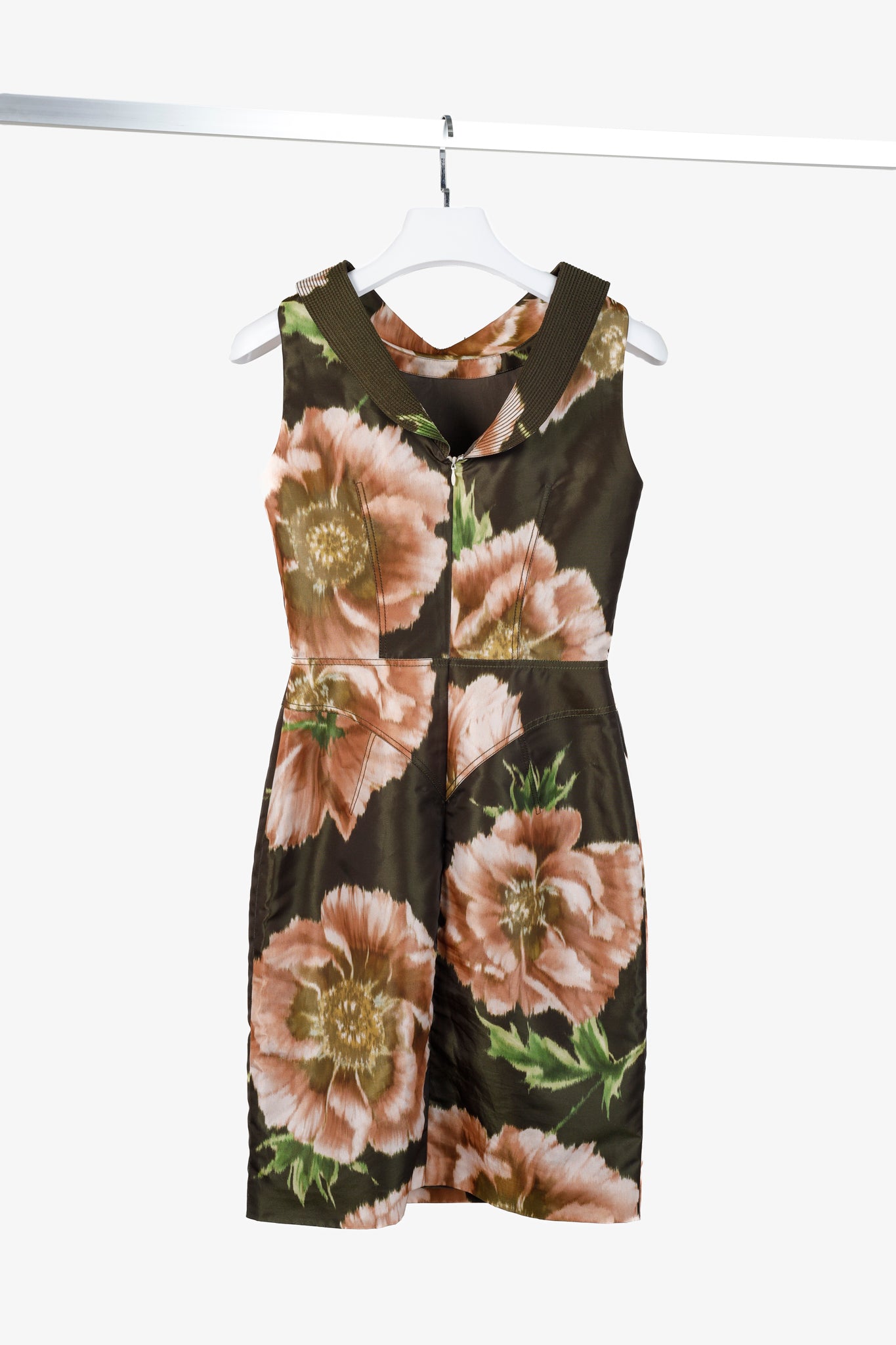 Zac Posen Floral Print Structured Neckline Dress