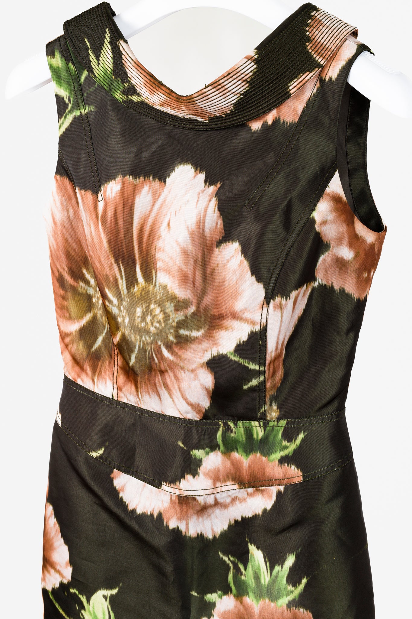 Zac Posen Floral Print Structured Neckline Dress
