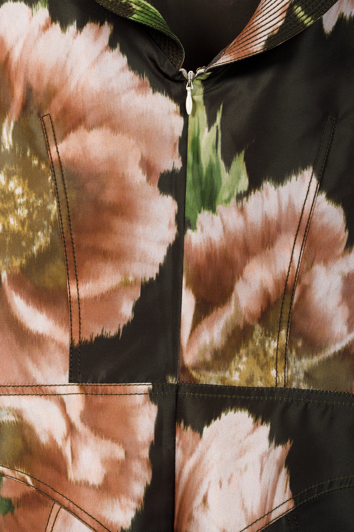 Zac Posen Floral Print Structured Neckline Dress