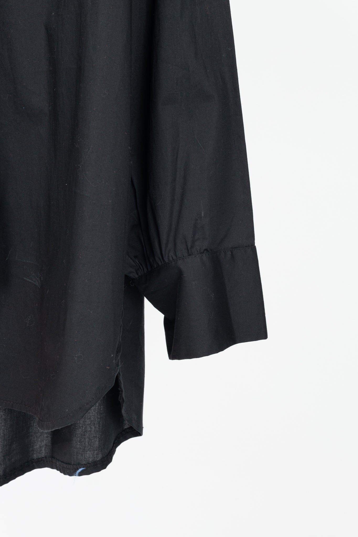 Zeta Otto Black Cotton Poplin Embellished-Tie Buttoned Shirt