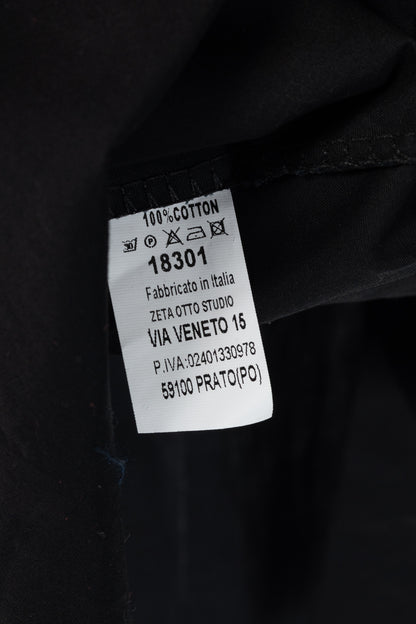 Zeta Otto Black Cotton Poplin Embellished-Tie Buttoned Shirt