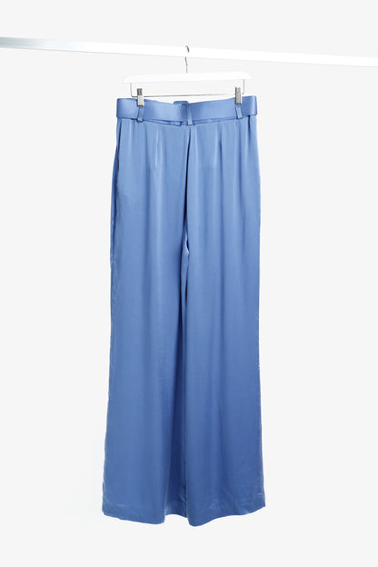 Zimmermann PF/24 Cornflower Belted Charmeuse Silk Tuck Pants