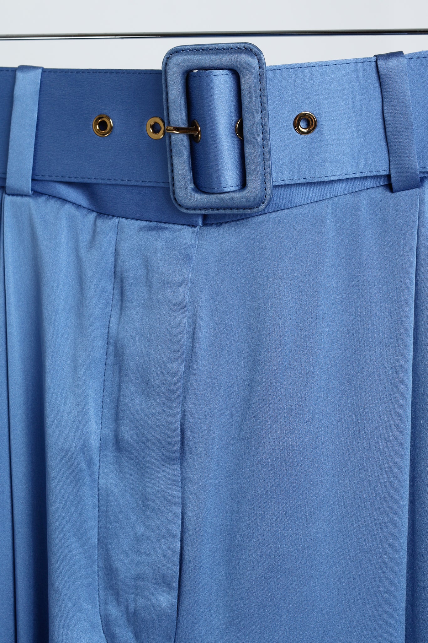 Zimmermann PF/24 Cornflower Belted Charmeuse Silk Tuck Pants