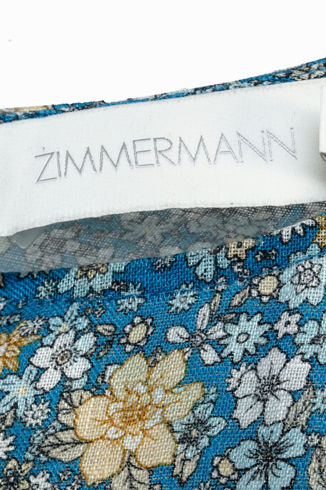 Zimmermann Carnaby Indigo Ditsy Floral-Print Broderie Anglaise Linen Maxi Dress