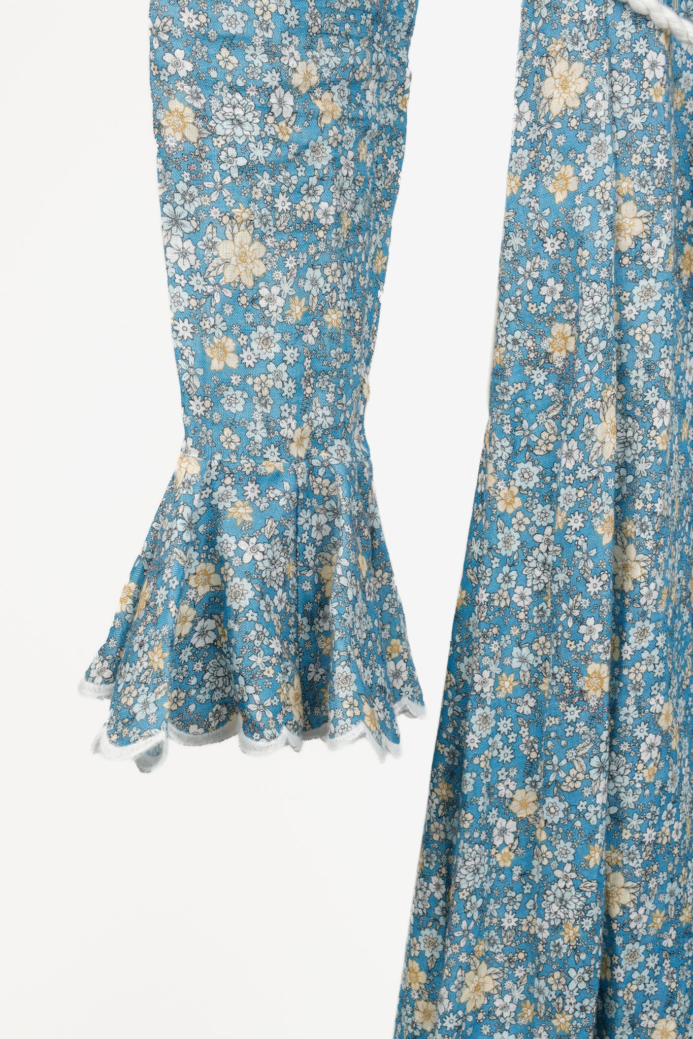 Zimmermann Carnaby Indigo Ditsy Floral-Print Broderie Anglaise Linen Maxi Dress