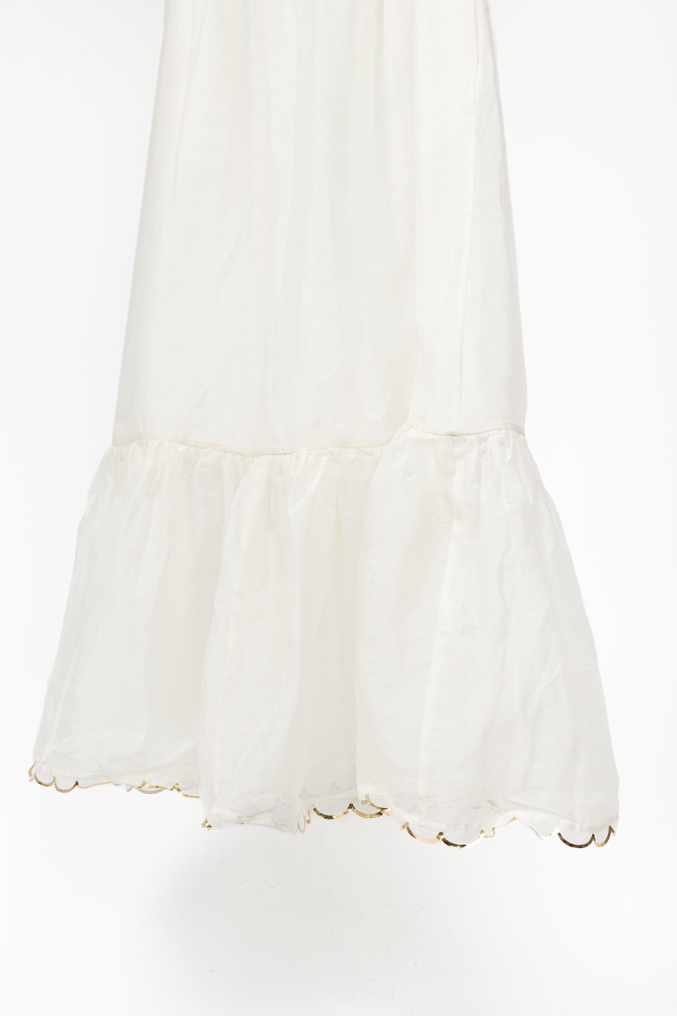 Zimmermann Dancer Ivory Linen & Silk Scalloped Midi Dress