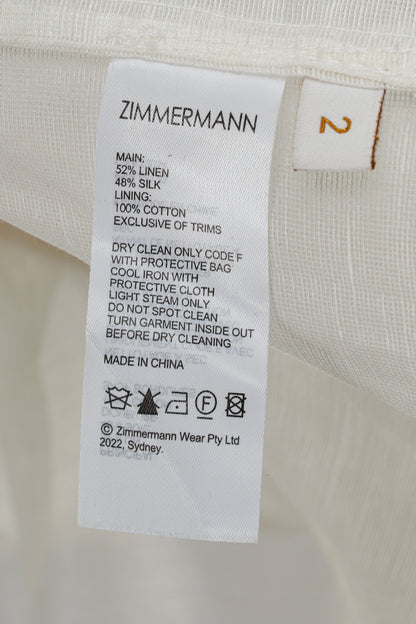 Zimmermann Dancer Ivory Linen & Silk Scalloped Midi Dress
