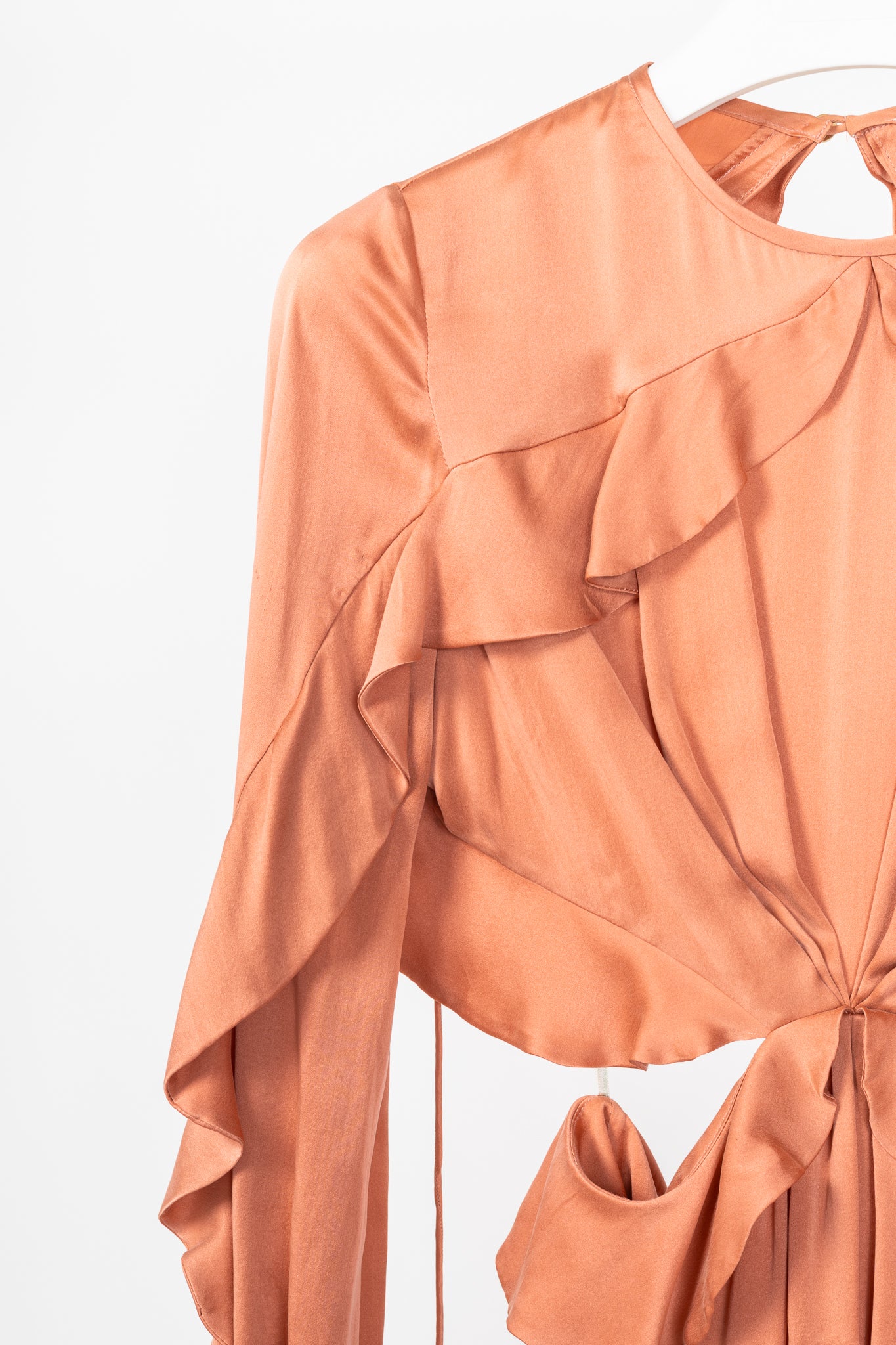 Zimmermann Winsome Flutter Guava Silk Ruffle Cutout Playsuit