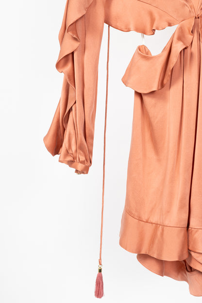 Zimmermann Winsome Flutter Guava Silk Ruffle Cutout Playsuit