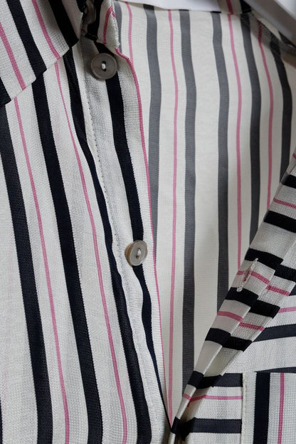 Roland Mouret Blue Pink Striped Blouse