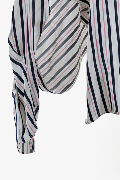 Roland Mouret Blue Pink Striped Blouse