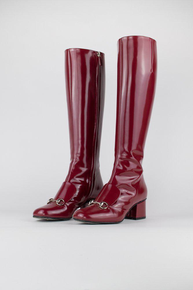 Gucci Horsebit Patent Leather Riding Boots