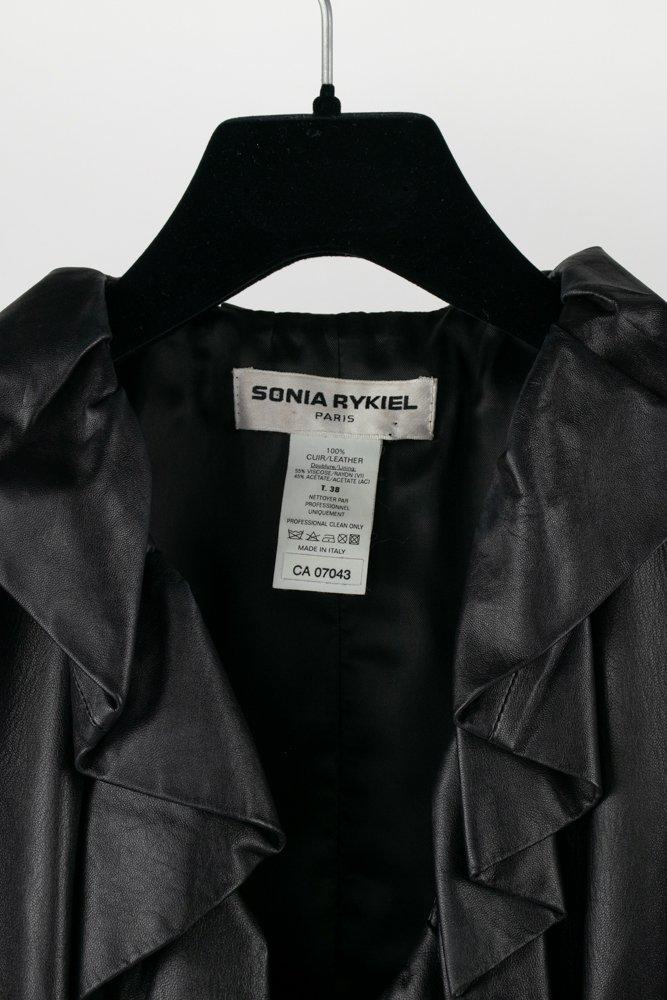 Sonia Rykiel Ruffled Leather Wrap Jacket