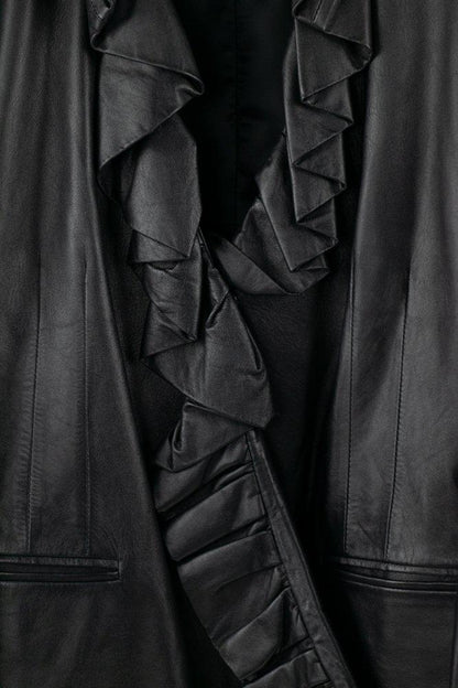 Sonia Rykiel Ruffled Leather Wrap Jacket