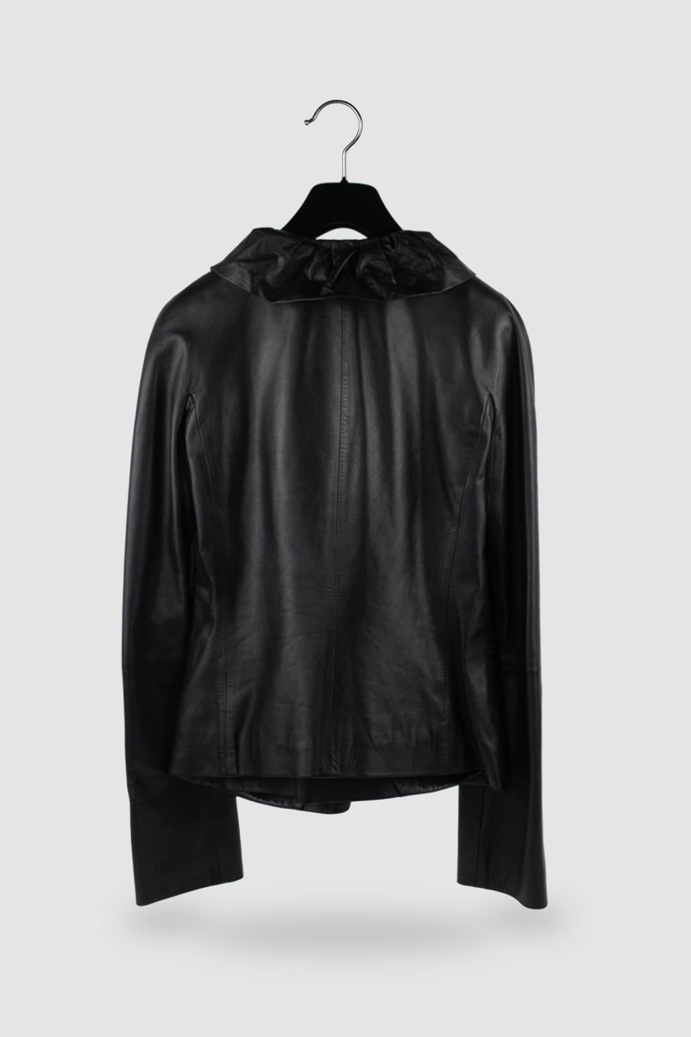 Sonia Rykiel Ruffled Leather Wrap Jacket