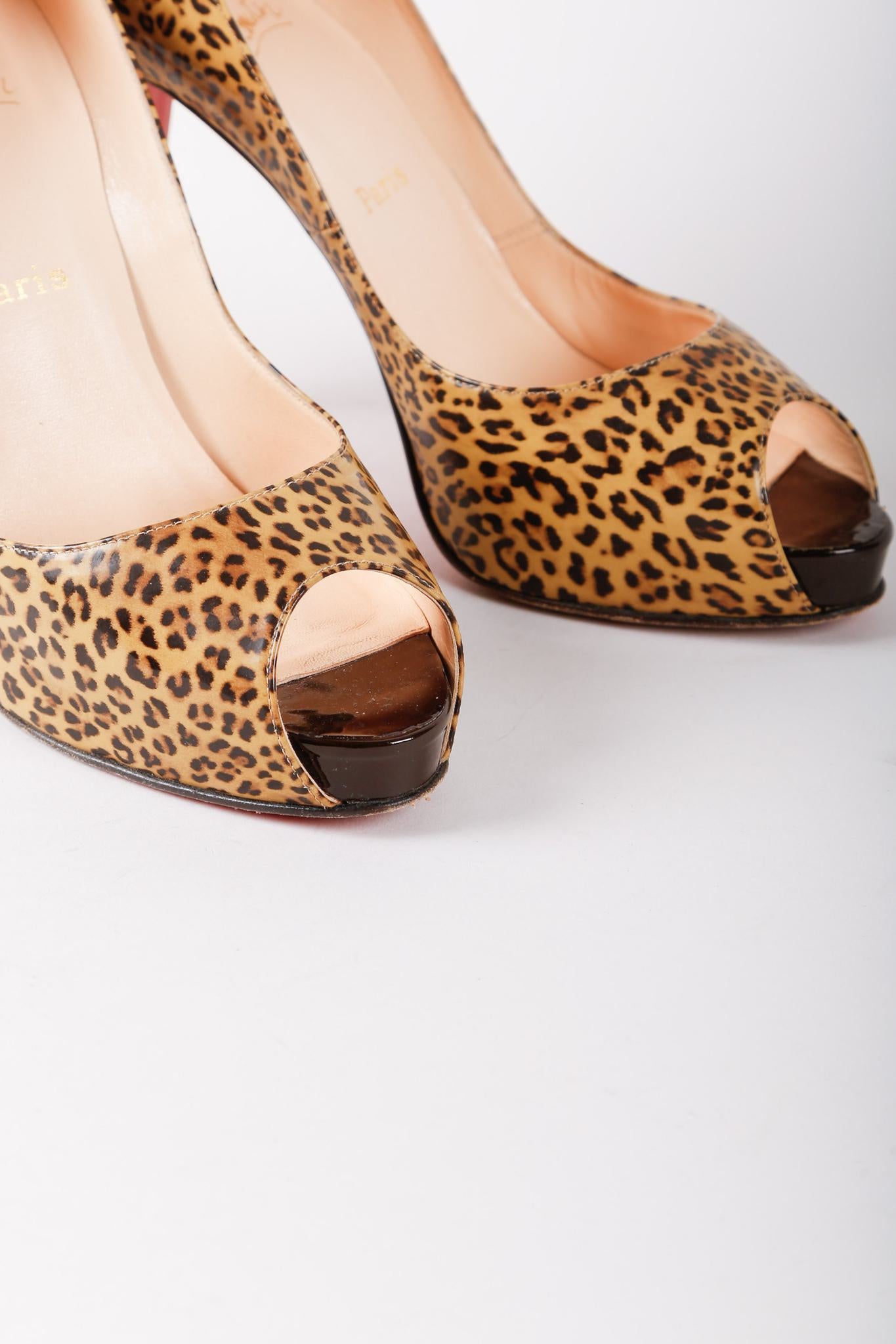 Christian Louboutin Leopard Print Patent Leather Peep Toe