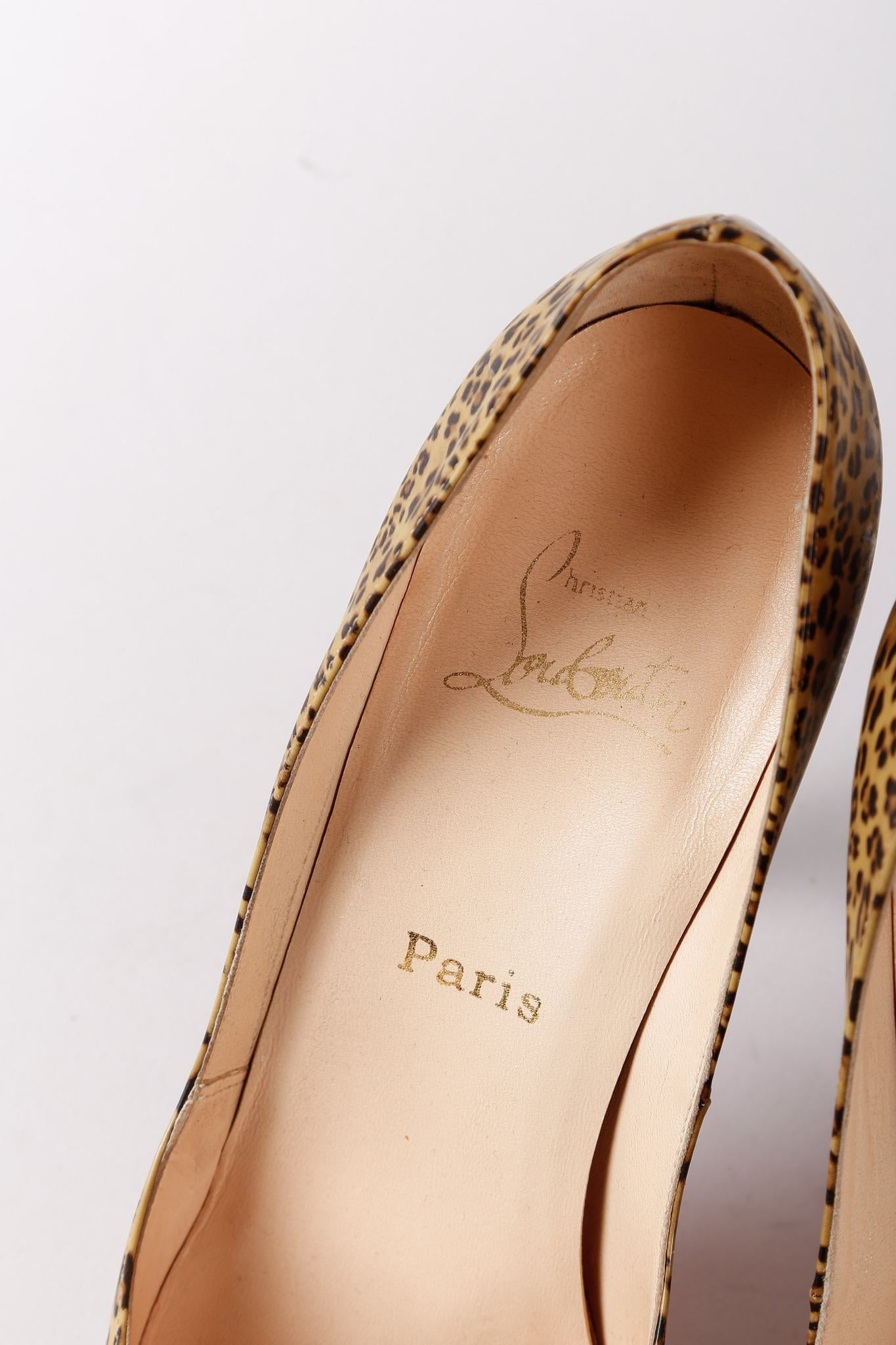 Christian Louboutin Leopard Print Patent Leather Peep Toe